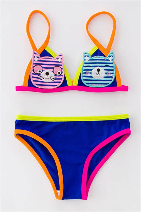Kız Çocuk Cute Cat Üçgen Bikini Takımı PLMJEMJA20IY SAK SAKS Penti
