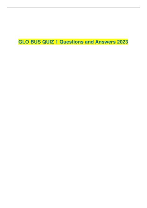 Glo Bus Game Quiz 2 Answers 7