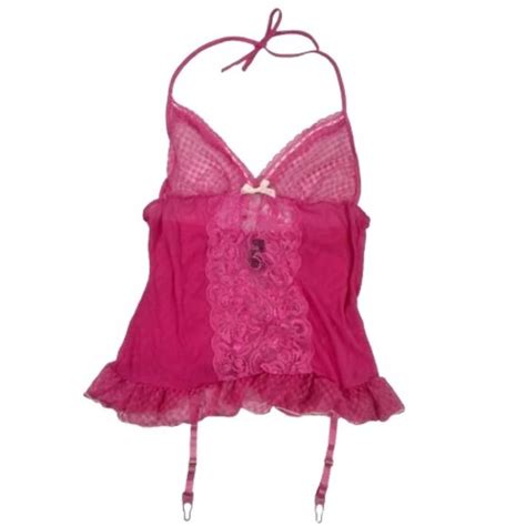 Baci Intimates Sleepwear Y K Baci Bustier Lingerie Halter Sheer Floral Lace Barbie Mcbling
