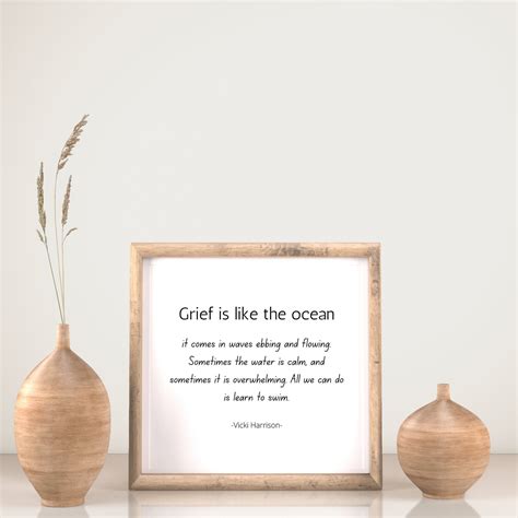 Grief is Like an Ocean Quote, Typography, Downloadable Wall Art, Words