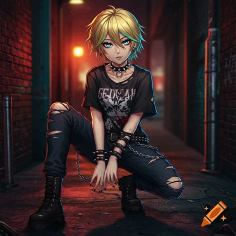 Androgynous Anime Character With Short Blonde Hair And Blue Eyes On Craiyon