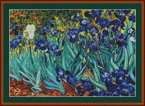 Irises By Vincent Van Gogh Counted Cross Stitch Pattern In Pdf For