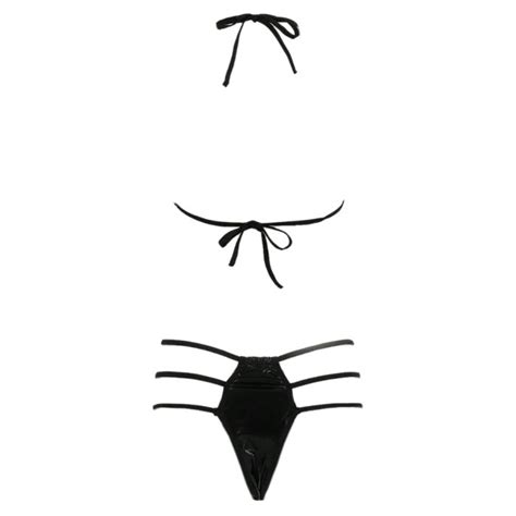 Jual AMAN B PAKAIAN DALAM BRA SET BRALETTE HOT BH HALTER IKAT CD TALI LATEX HITAM Shopee