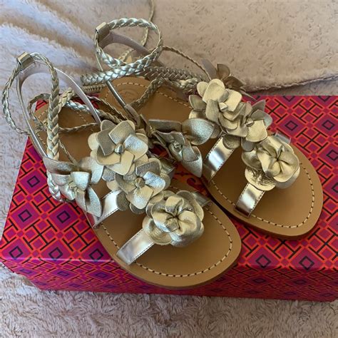 Tory Burch Gladiator Tie Sandals In Gold Color Gem