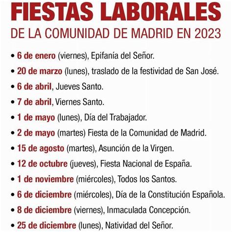 Madrid Calendario Laboral 2024 Jenny Carlina