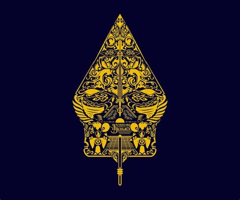 cerno zolotoi logotip  zolotym treugolnikom wayang gunung premium