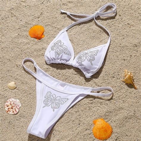 Bikini damskie P338 biały L Lunzo pl