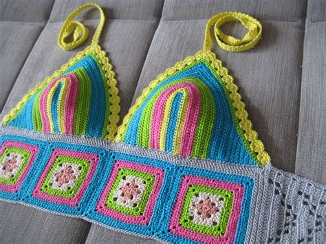 Crochet Bikini Top Rainbow Crochet Bra Beach Cover Up Etsy
