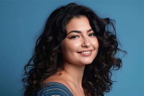 Pintura Digital Joven Mujer Latina Con Curvas Retratos De Personas Sonrientes Foto Premium