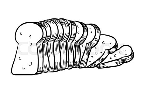 Hand drawn sketch of Sliced Bread, Black and White simple line Vector ...