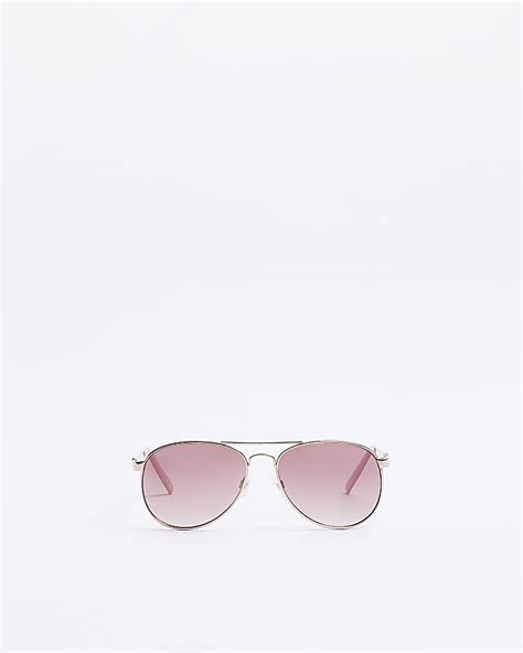 Rose Gold Aviator Sunglasses River Island