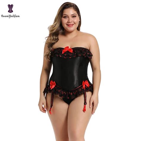 Uaang Sexy Lingerie Erotic Corselet Floral Lace Trim Tassel Boned Corset Bustier With Suspender