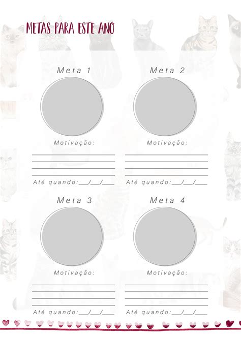 Planner Gatinhos Metas para Este Ano - Fazendo a Nossa Festa