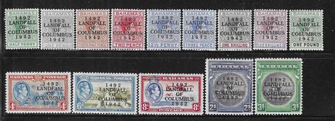 BAHAMAS SCOTT 116 129 1942 LANDFALL OF COLUMBUS OVERPRINTS MINT LIGHT