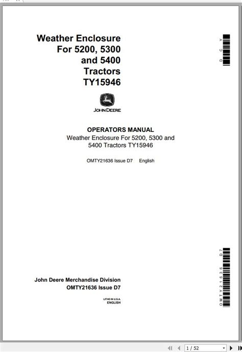 John Deere Ty15946 5200 5300 5400 Operator Manual Omty21636 D7 Pdf