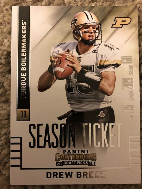 Panini Contenders Draft Picks Purdue Drew Brees Season Ticket Etsy