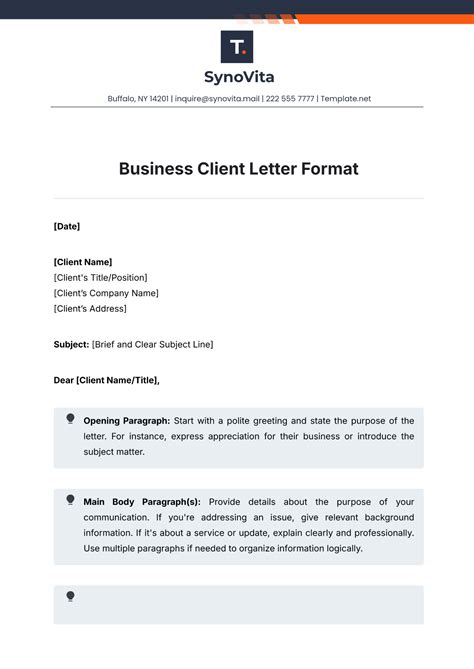 business client letter format template  edit