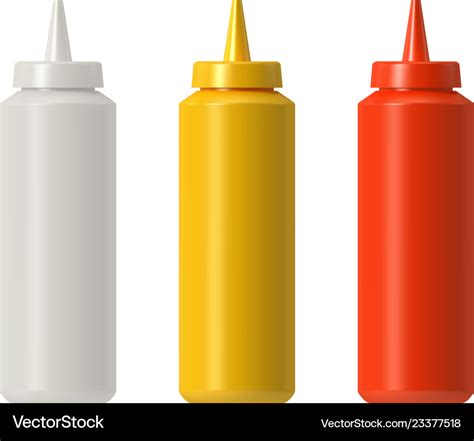 Ketchup Mustard Mayo Plastic Squeeze Bottle Vector Image