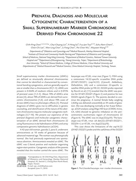 Pdf Prenatal Diagnosis And Molecular Cytogenetic Characterization Of A Small Supernumerary