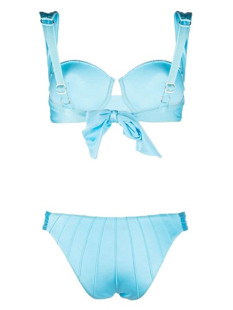 Noire Swimwear Underwire Cup Tie Fastening Bikini Set Blue FARFETCH