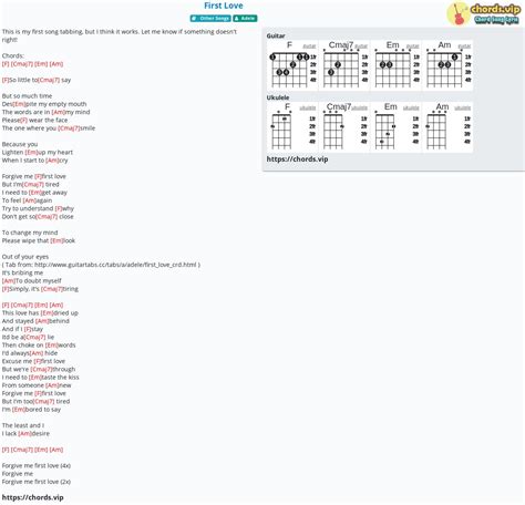 Chord First Love Tab Song Lyric Sheet Guitar Ukulele Chords Vip