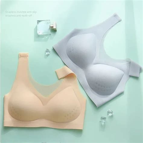 Suti Sem Fio Ultrafino Sem Costura Para Senhoras Seda De Gelo Respir Vel Lingerie De Costas