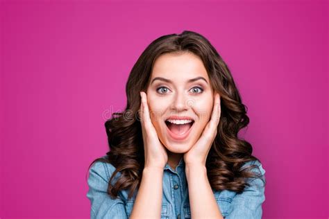 Portrait Of Stylish Positive Nice Cute Adorable Lovely Attractive Brunette Girl With Wavy Hair