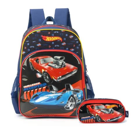 Mochila Hot Wheels Costas Estojo Duplo Infantil Escolar Submarino