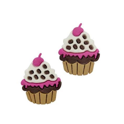 Aplique Emborrachado Doces Cupcake Forma Granulado Marrom Cm Un