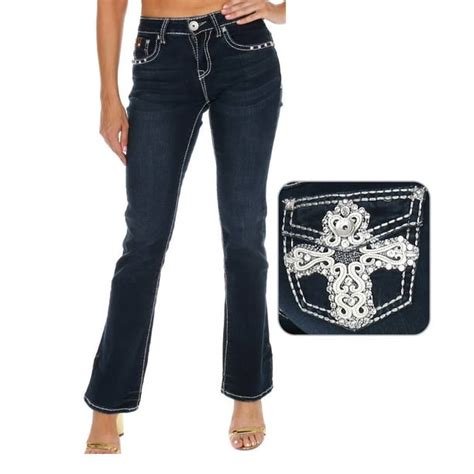 Sexy Couture Sexy Couture Womens Rhinestone Mid Rise Boot Cut Dark Wash Denim Jeans Walmart