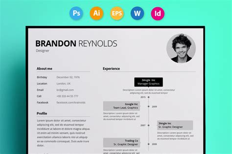 business resume template word psd eps  ai format graphic cloud