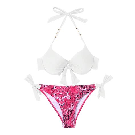 Generic Women S Two Piece Bikini Sets Push Up Halter Bikini Bathing Suit Adjustable Piece