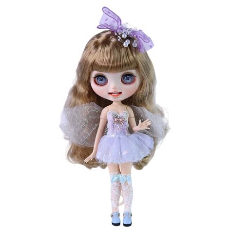 Maple Premium Custom Neo Blythe Doll With Blonde Hair White Skin Matte Smiling Face This