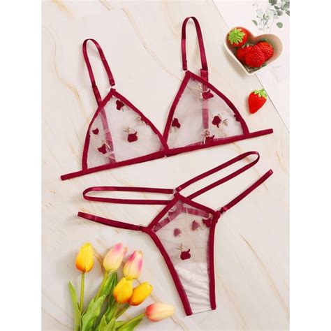 Conjunto Lingerie Transparente Floral Bordada Shopee Brasil