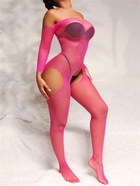 1PC Sexy Lingerie Full Body Stocking Cut Out Hollow Out Bodystocking Long Sleeves Without