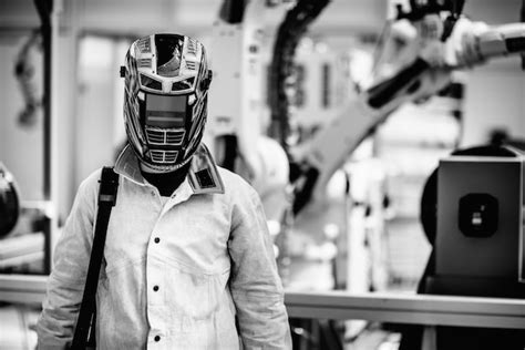 Premium Photo Close Up Of Man Wearing Helmet