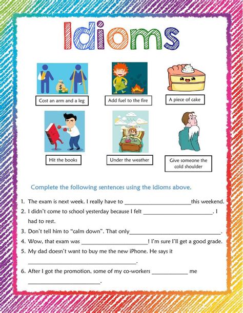 Idioms Worksheet For English Iv Live Worksheets Worksheets Library