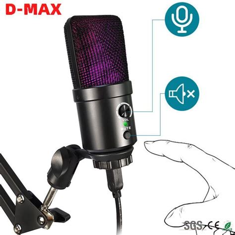 USB Microphone RGB Lights Live Recording Microphone Comes with Noise ...