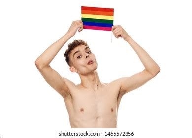 Naked Surprised Man Looks Homosexual Flag Stock Photo 1447252262 Shutterstock