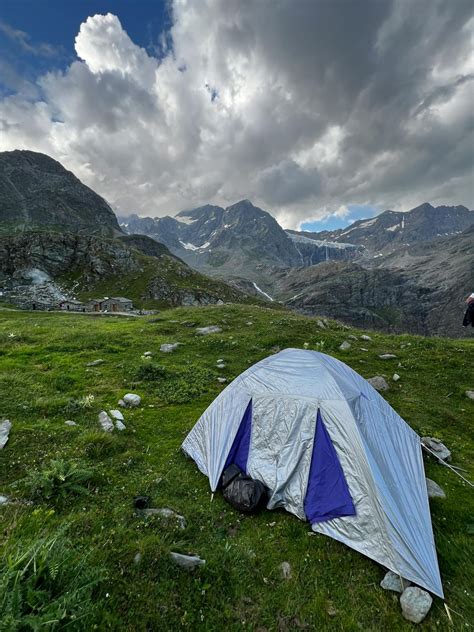 tent  scenic mountainous landscape camping view  stock photo