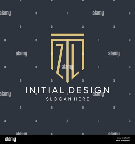 ZL Monogram With Modern And Luxury Shield Shape Design Vector Graphic