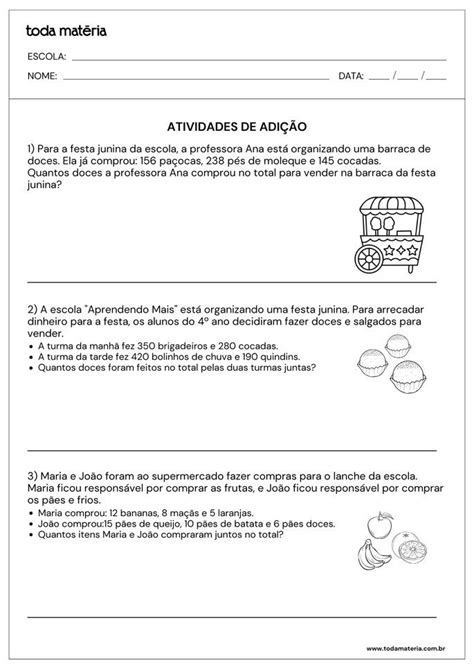 Reforço Escolar Atividades De Matemática 4 Ano Para Imprimir