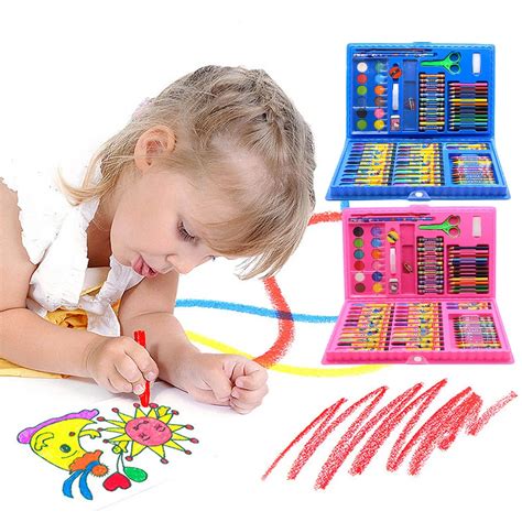 86-Piece Kids Art Set - Colored Pencils, Markers, Crayons & Brushes fo