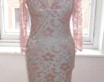 Baylis Knight Blue Nude LACE Long Sleeve POLLY Twist Pencil