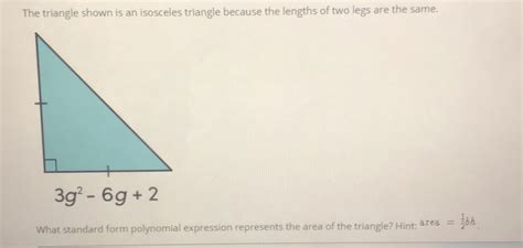 Solved The Triangle Shown Is An Isosceles Triangle Because The Lengths