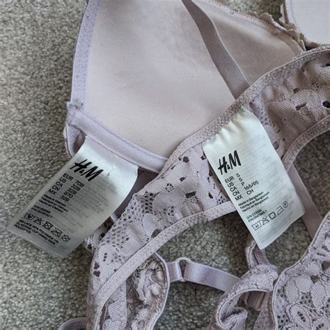 H M Light Pink Lace Lingerie Set 32B And 8 Depop