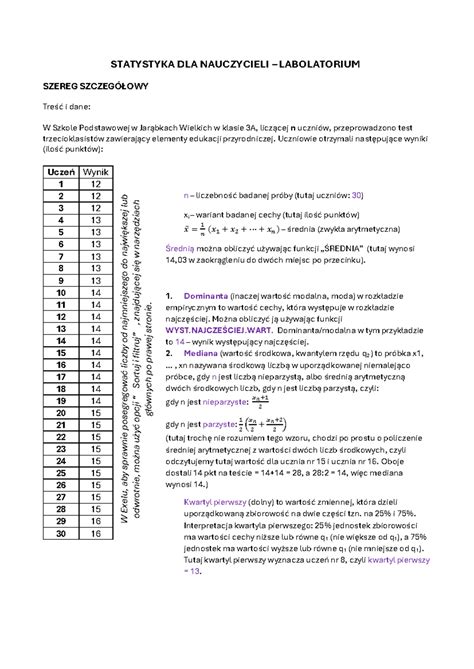Statystyka Notatki Pomocnicze Do Zada Statystycznych Statystyka