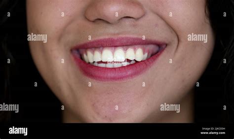 Latina Smile Macro Close Up Hispanic Woman Lips Smiling Stock Photo Alamy