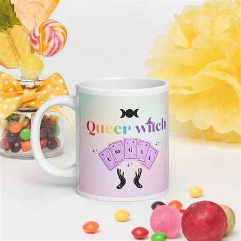 Queer Witch Funny Coffee Mug White Glossy Mug Gift For Queer People Gay Bisexual Transexual