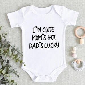 Im Cute Moms Hot Dads Lucky Baby Vest Personalized Funny Baby Bodysuit Gift Personalized